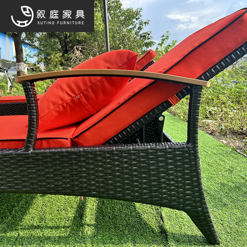 Outdoor beach swimming pool leisure recliner outdoor garden courtyard waterproof sunscreen rattan chair furniture