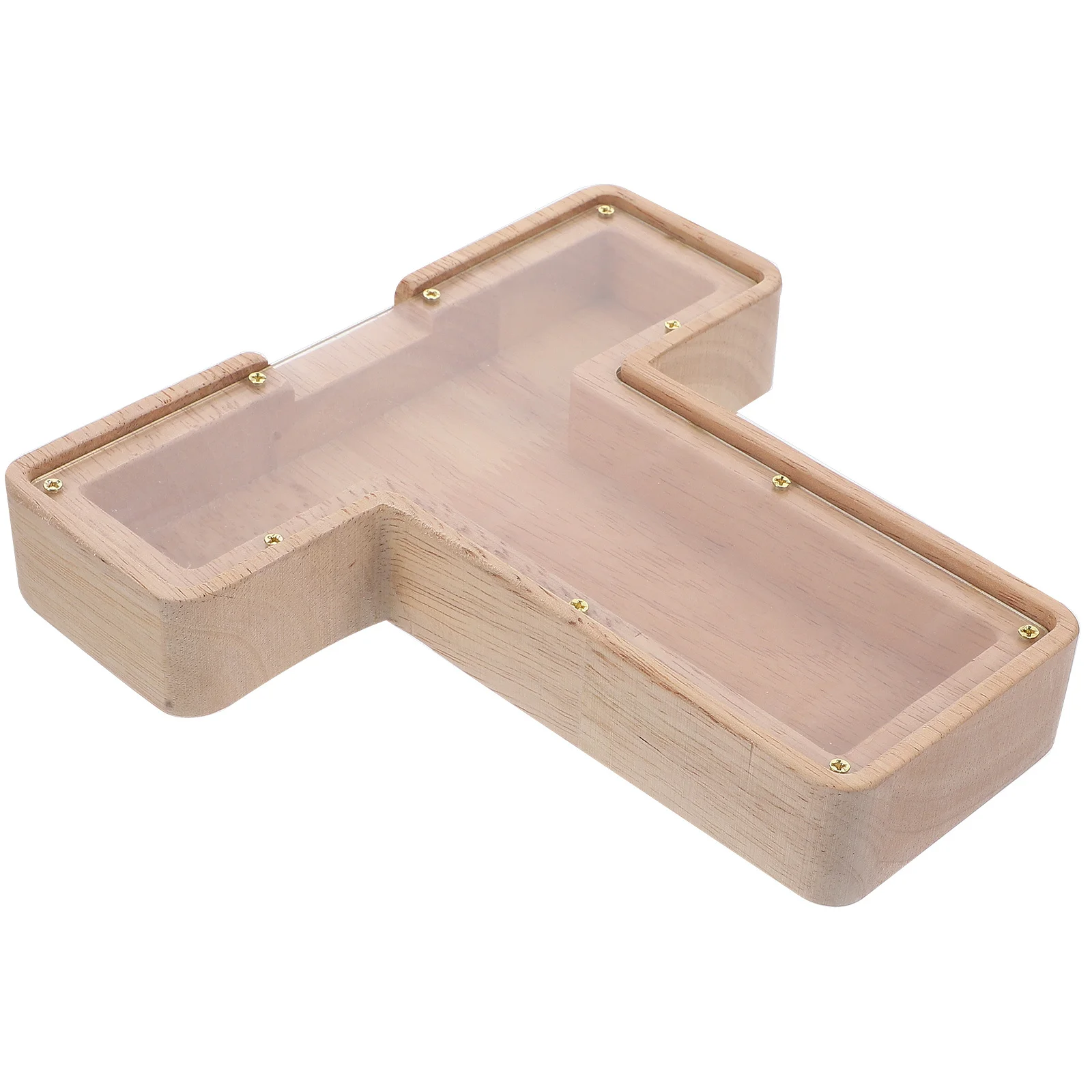 Houten Alfabet Letter T Spaarpot Platte Bodem Desktop Munt Organizer Voor Kinderen Helder Venster Besparende Spaarpot Houten
