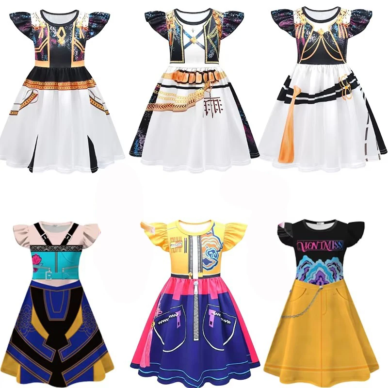 

2025 New Children Zoye Mila Lumi Cosplay 3D Printing Costume for Girl Halloween Movie Group Idol Role Play Flying Sleeve Dress