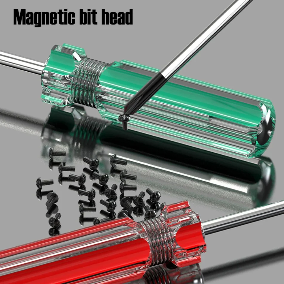 3*75mm Screwdriver Slotted Phillips Magnetic Tip Nut Driver Crystal Clear Handle Cross Flat Screw Key Precision Hand Tools 1 PCS