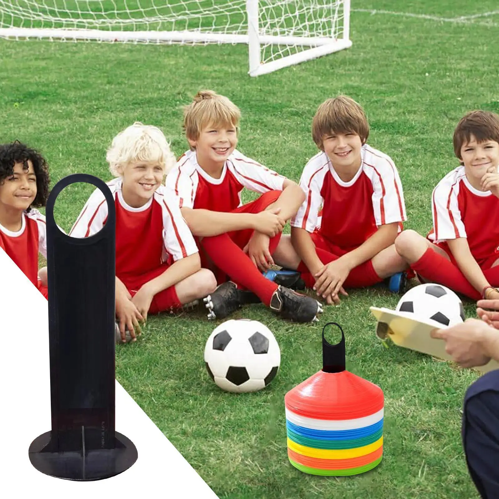 حامل مخاريط تدريب كرة القدم، حامل علامة رياضية، قرص بلاستيكي، رف تخزين، رفوف تسجيل، حامل حاجز، أسود