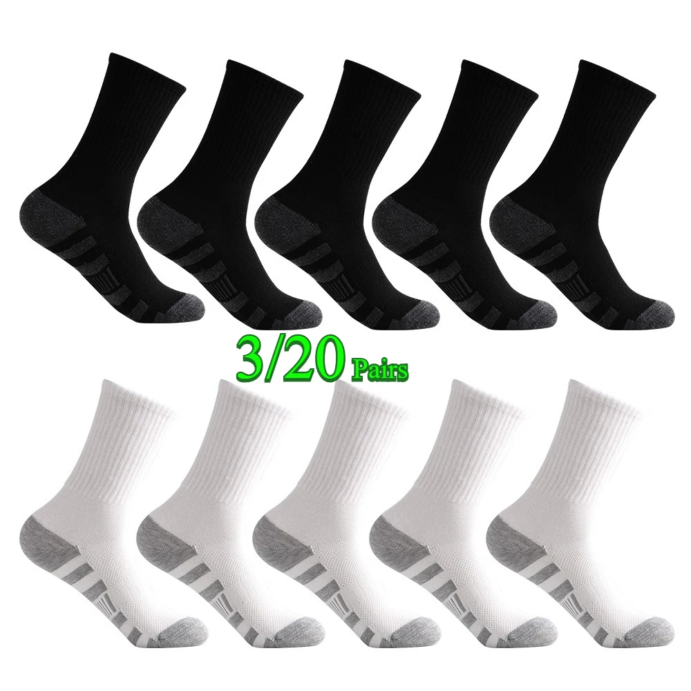 3–20 Paar Herren-Outdoor-Gymnastik-Socken, hochwertig, bequem, weich, bodengreift, Fußball, große Größe, neue schwarze weiße Socken für Herren