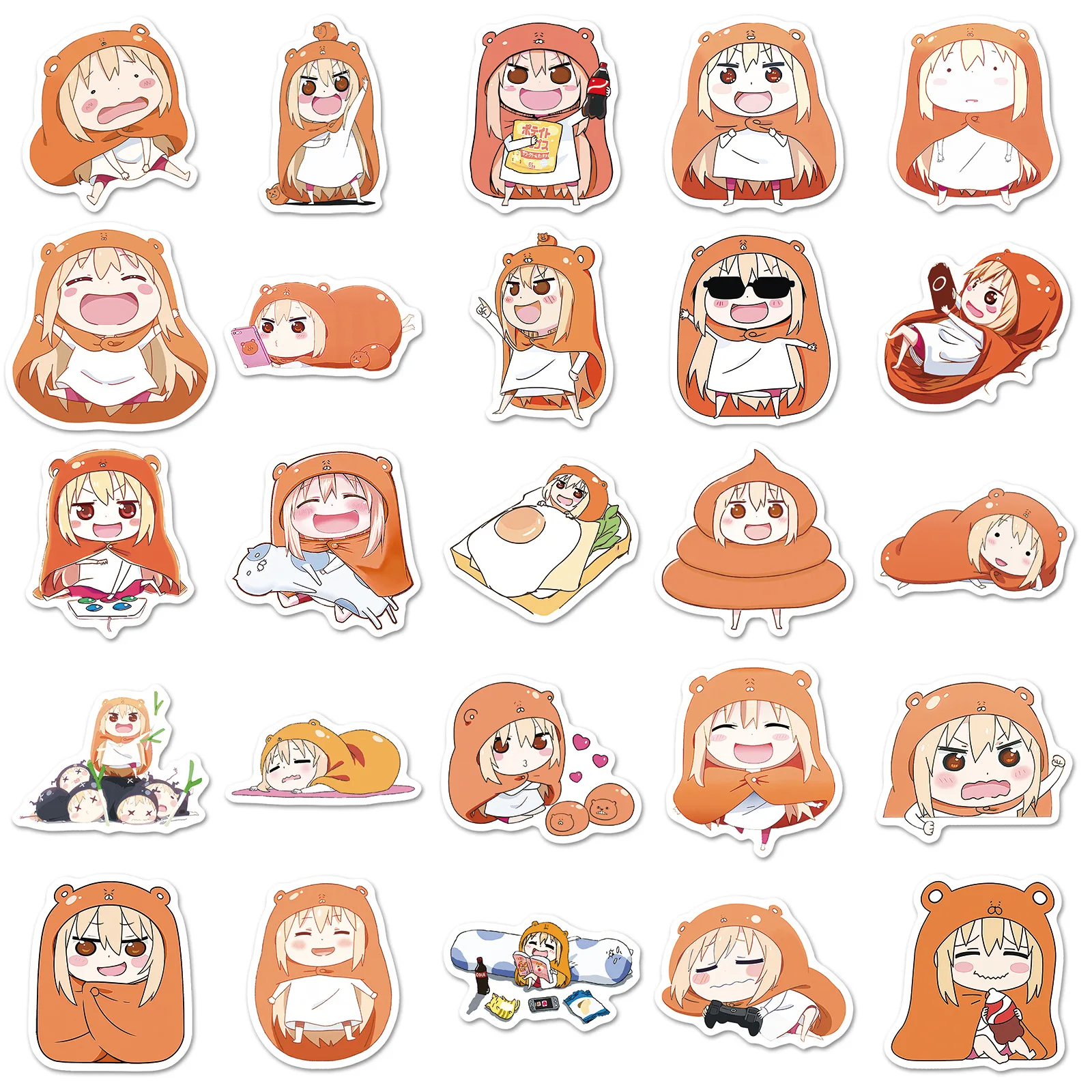 10/50PCS Cute Doma Umaru Stickers Anime Meme Sticker Scrapbook Luggage Laptop Guitar Car Bike Skatebaord Decals Catoon Toys Gift