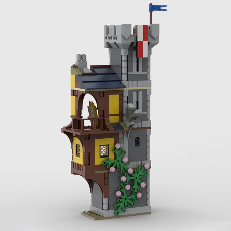Brinquedos de bloco de construção MOC, ornamentos de modelo de fortaleza de torre de estilo medieval, presentes criativos de feriado, adequados para todas as arquiteturas