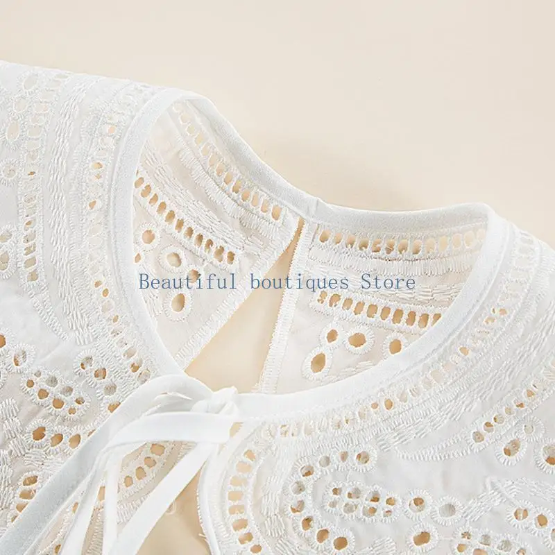 

U4LF Женский ажурный белый накладной воротник-стрекоза в стиле Лолиты, жаккардовое кружево с цветочным принтом, большая шаль,