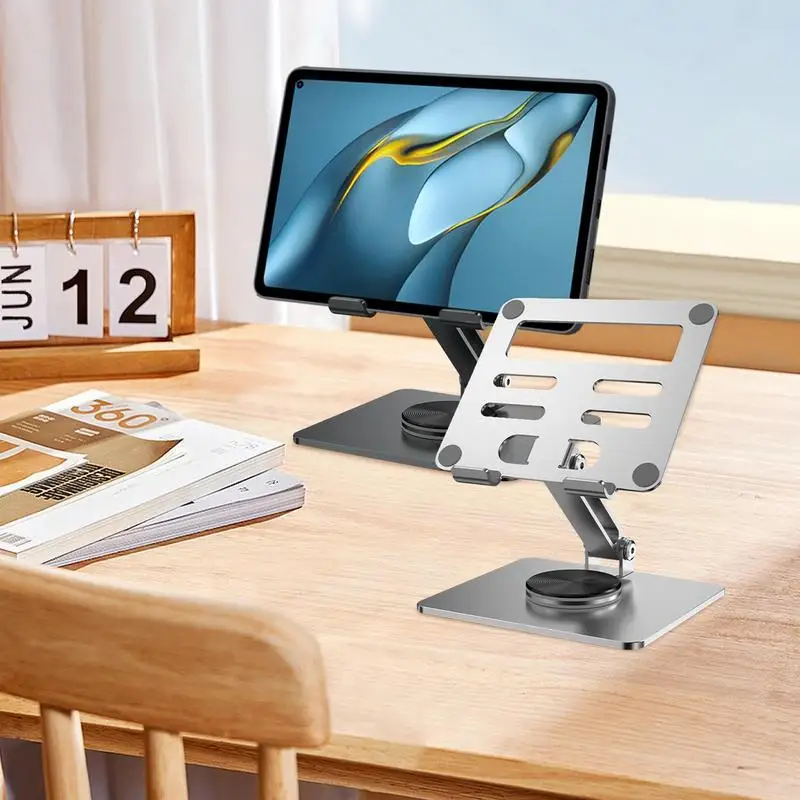 Table Stand Adjustable Tablet Holder Desktop Stand Dock Holder 360 Degree Rotating Portable Monitor Stand Non-Slip Foldable