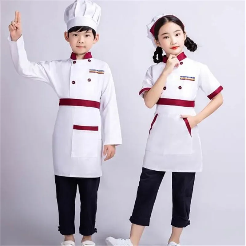 Cooking Uniform child Hat Jacket Apron Children\'s Day Kindergarten Performance Clothes Halloween Kids Chef Cosplay Costume