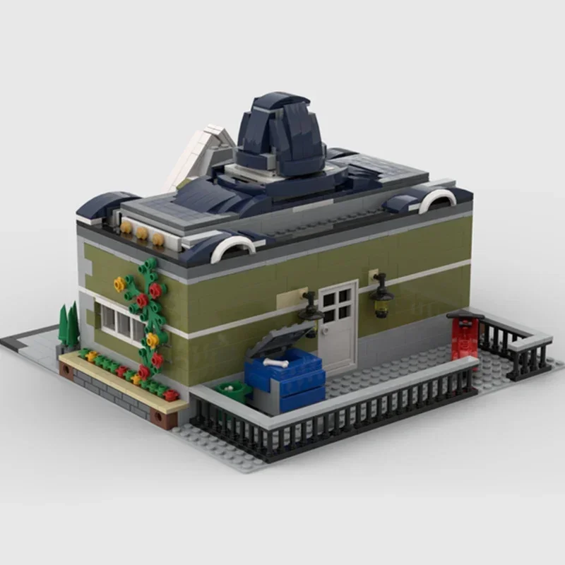 Moc اللبنات وحدات عرض الشارع قاعة المدينة الصغيرة الطوب الفني لتقوم بها بنفسك تجميع ألعاب البناء لهدايا عيد الطفل