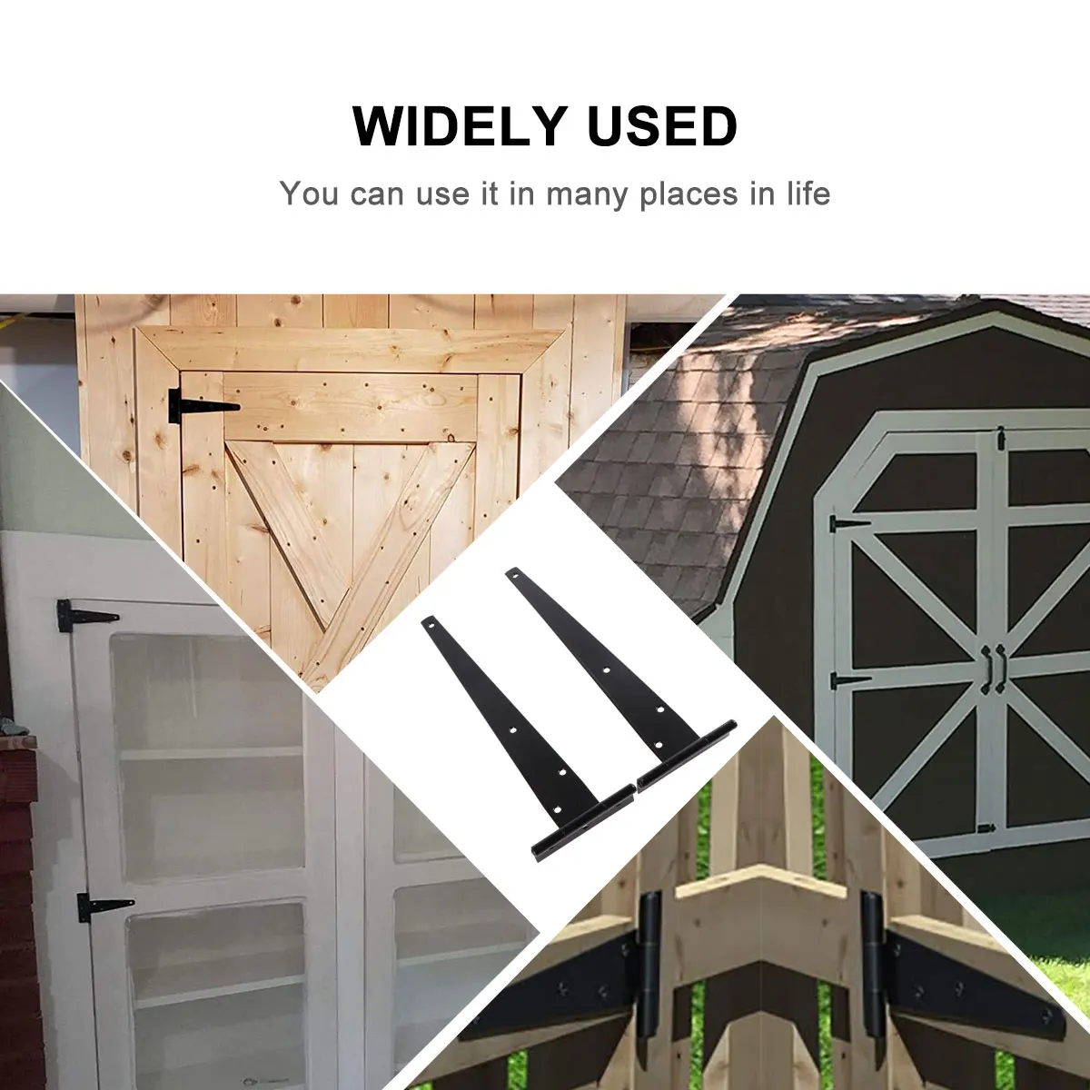

2pcs T Shape Hinges Black 12 Inches Heavy Duty Gate Furniture Hinges Decorative Kitchen Cabinet Self Closing Hardware