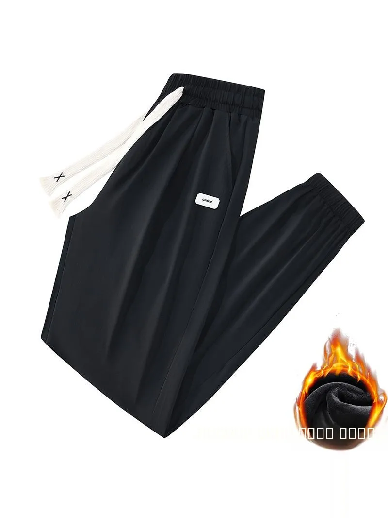 

Men's Fce Lined Casual Thiened Autumn Winter Sports Pants Youth Loose Fit Elastic Waist Cargo Pants Urban Sle Basic Color