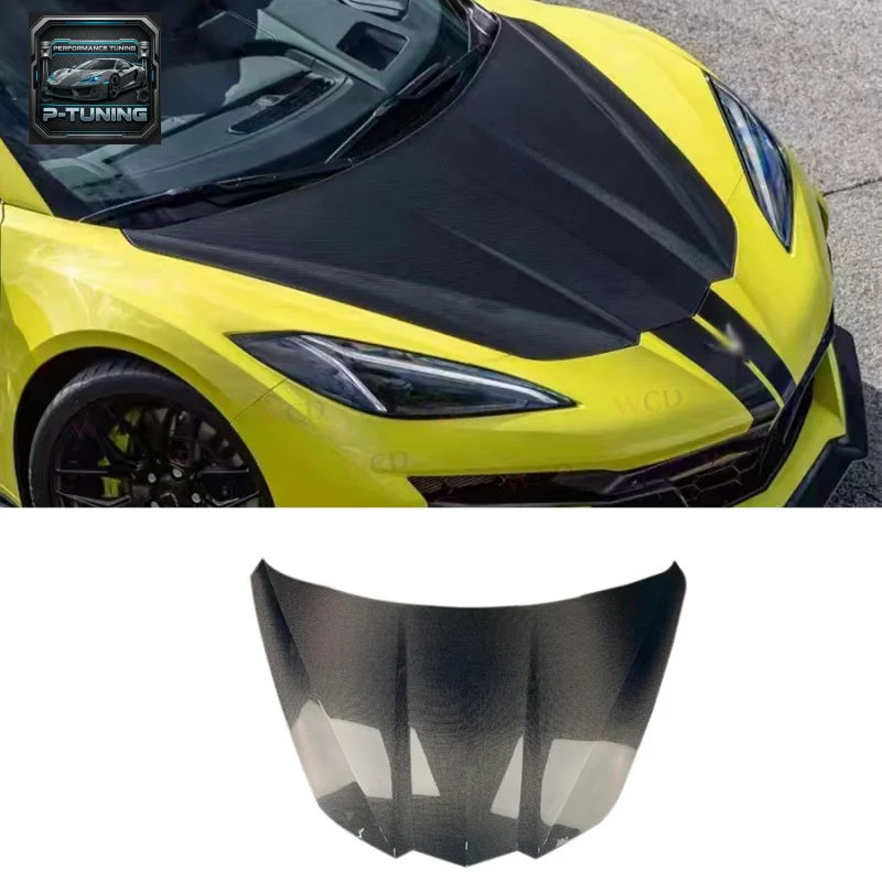 

OEM Style Carbon Fiber Front Hood Bonnet for 2020-2024 Corvette C8 Z06 Performance Kit New Front Engine Hoods Cover Clips