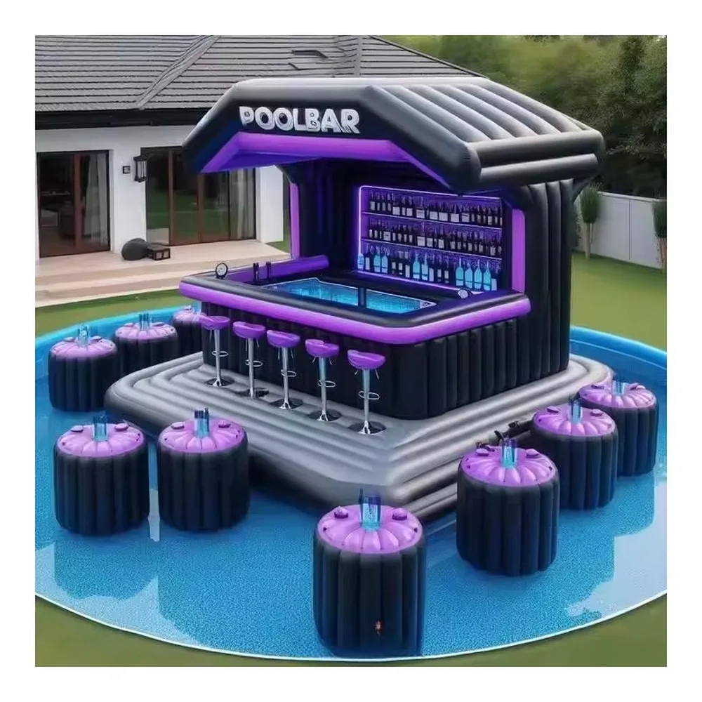 Commercial Customized Seat Pool Inflatable Bar Backyard Floating Pub New Design Inflatable Pool Bar for Sale