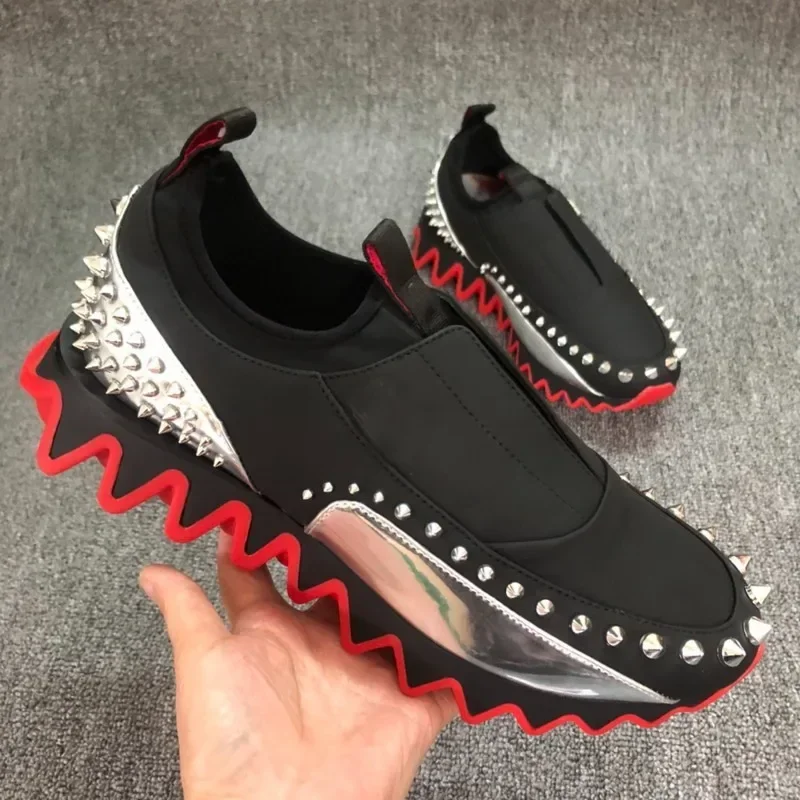 Men&Women Luxury Sneakers Senior Designer Shoes High end Quality Brand Classic Tennis Shoes Suede&Leather Red Sole Rivet Shoes