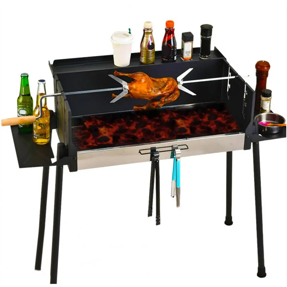 BBQ Grill Foldable Storage Shelf 3 Gear Adjustable Temperature Windproof Large Size Metal Camping Barbecue Stove