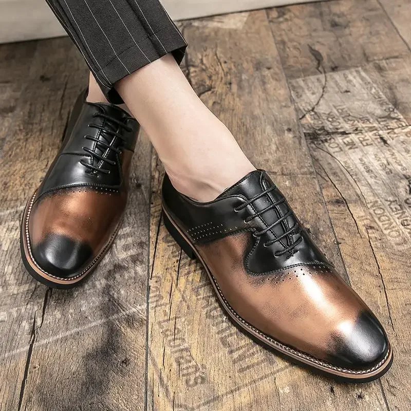 

New Men's Luxury Patent Leather Oxford Shoes Slip-on Work Shoes Pointed Toe Wedding Work Shoes