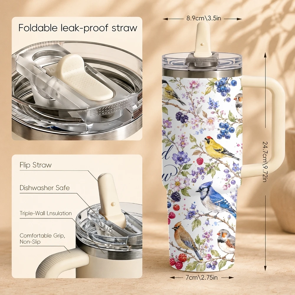Red Jacanas Loved Never Disappear Vacuum Flasks 40oz Thermal Tumbler Handle Stainless Steel Insulated Water Portable Mug Cup