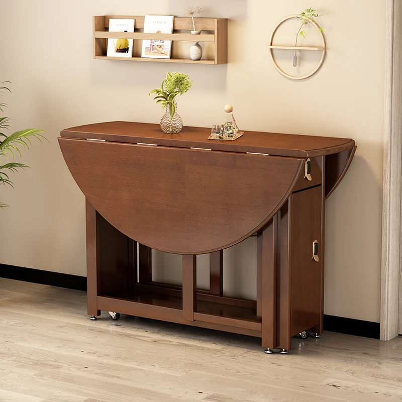 

Складной круглый стол и стул Обеденный стол и стул из массива дерева Круглый обеденный стол переменного тока Складной обеденный стол для хранения вещей