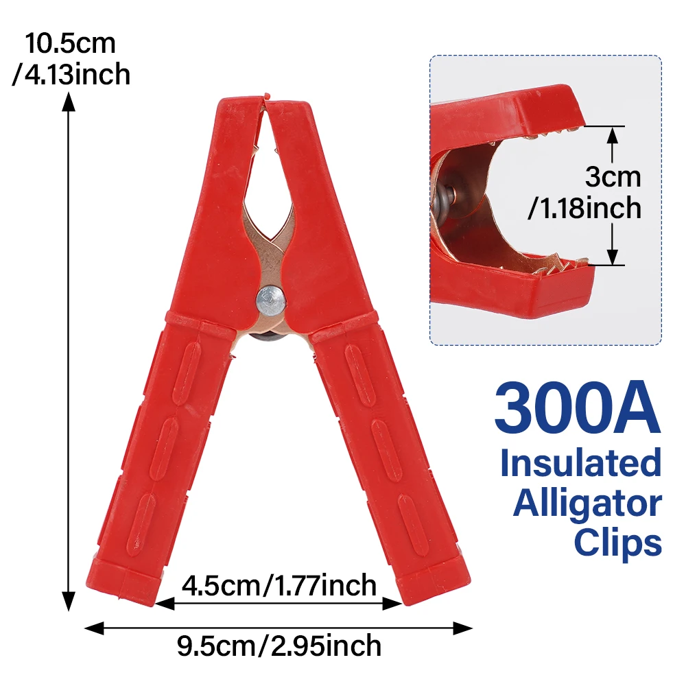 Pinces Crocodile plaquées cuivre 200A, 2 pièces, connecteur de serrage isolé pour batterie de voiture, pour câbles de raccordement Boost