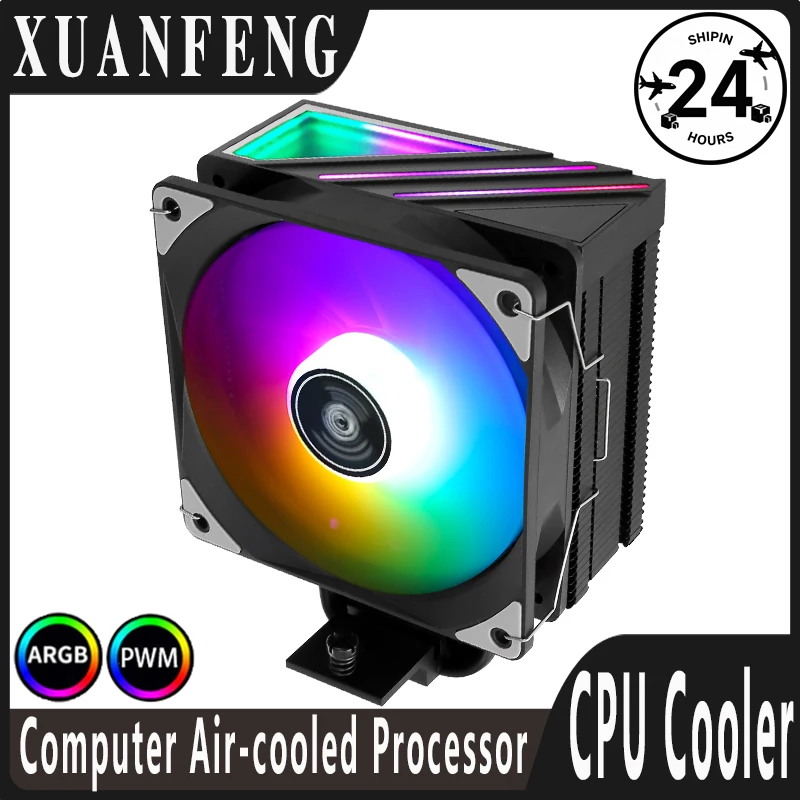 XUANFENG Wentylator ARGB 120mm 4 Heatpipe Montaż LGA115x 1200 1700 1851 2011-3 2066 AM4 AM5 i5 i7 i9 x79 x99 Chłodzenie CPU Black Knight