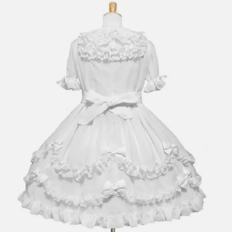 Gothic Lolita Girl Maid Sissy zamykana biała sukienka kostiumy cosplay szyte na miarę