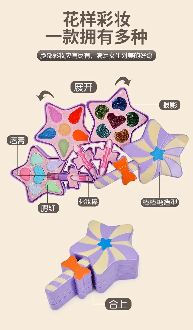 Prinzessin Puppe vorgeben Make-up-Spielzeug-Set – waschbare Simulation Nail Art Kinder Schönheit Spielzeug süßes Make-up Kinder-Make-up-Set für Mädchen