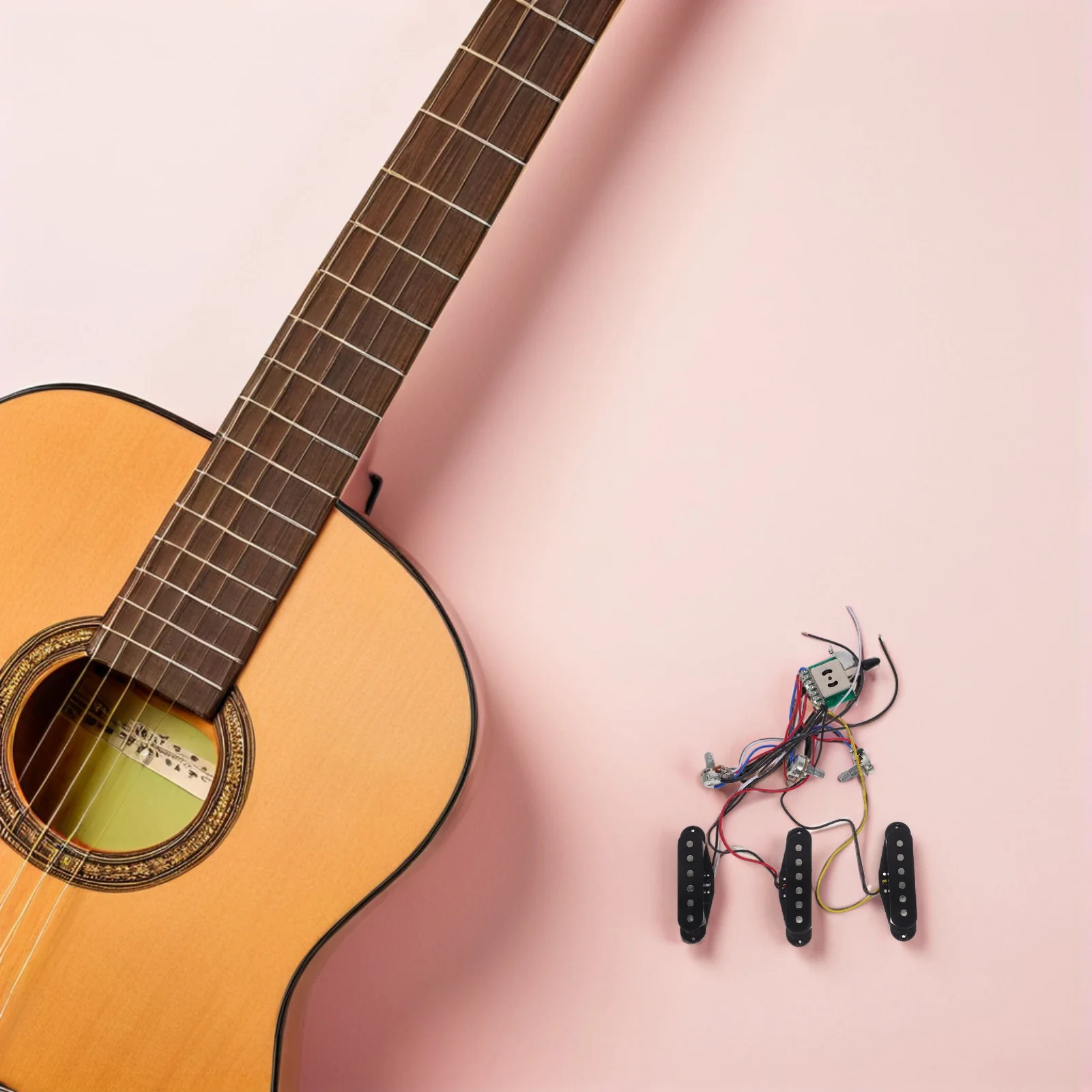 

Electric Guitar Circuit Set Single Coil Plastic Bobbin Black Neck Pickup 500k Potentiometer Precise Volume Tone Knob Replacement