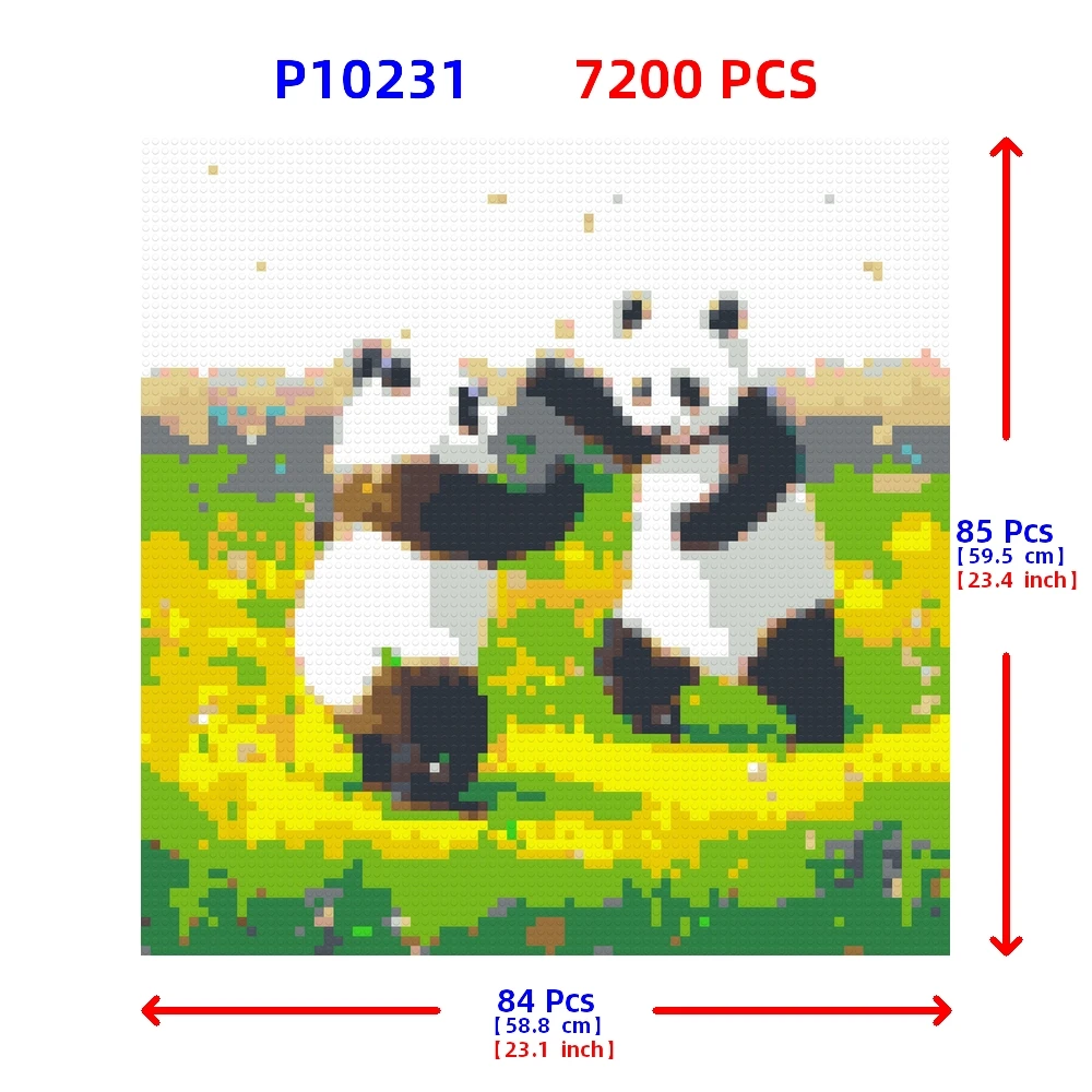 Two Chubby Pandas DIY Building Blocks Painting Mosaic Photo Custom Pixel Art Home Decoration Birthday Christmas Gifts For Kids