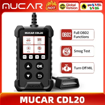 MUCAR CDL20 OBD2 เครื่องสแกนเนอร์เครื่องอ่านรหัสรถยนต์สําหรับตรวจสอบเครื่องยนต์ DTC Lookup O2 Sensor เครื่องมือสแกนสําหรับรถยนต์ OBDII หลังจาก 1996