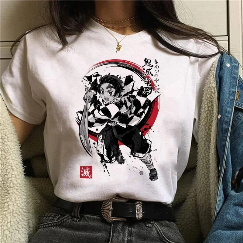 Demon Slayer Fashion Cotton T-shirt Women Kimetsu No Yaiba Nezuko T-shirt Women Tanjirou T-shirt Anime Manga Trendy T-shirt