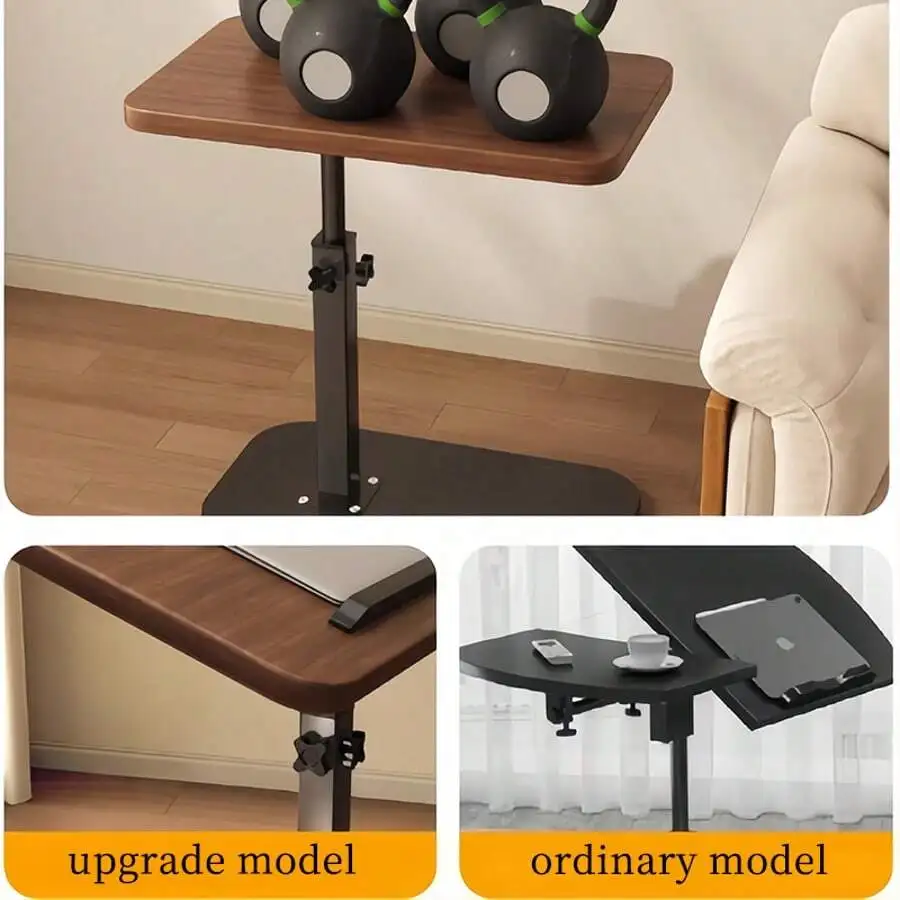 360° Rotatable Sofa Side Table with Wheels | Adjustable Legs | Sofa/Bed Snack Tray