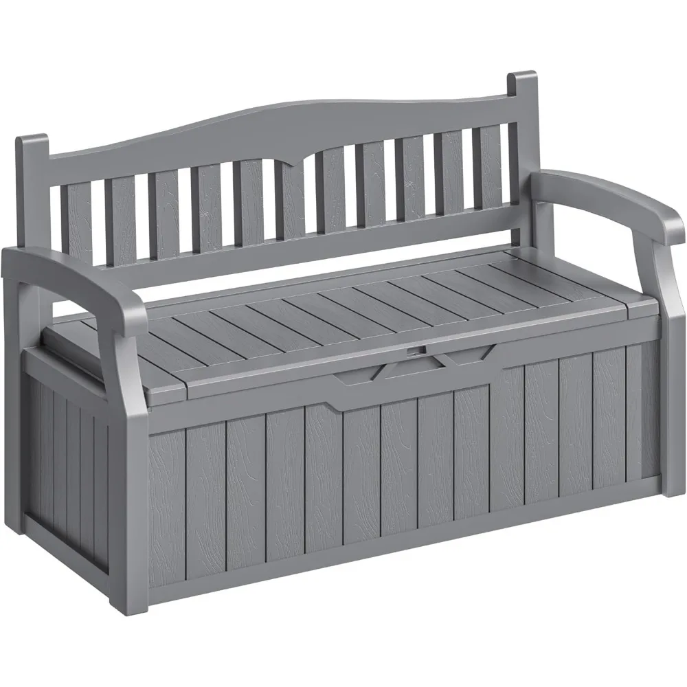75 Gallon Outdoor Storage Benches Lockable Deck Box with Waterproof and UV Resistant, Waterproof Storage Box