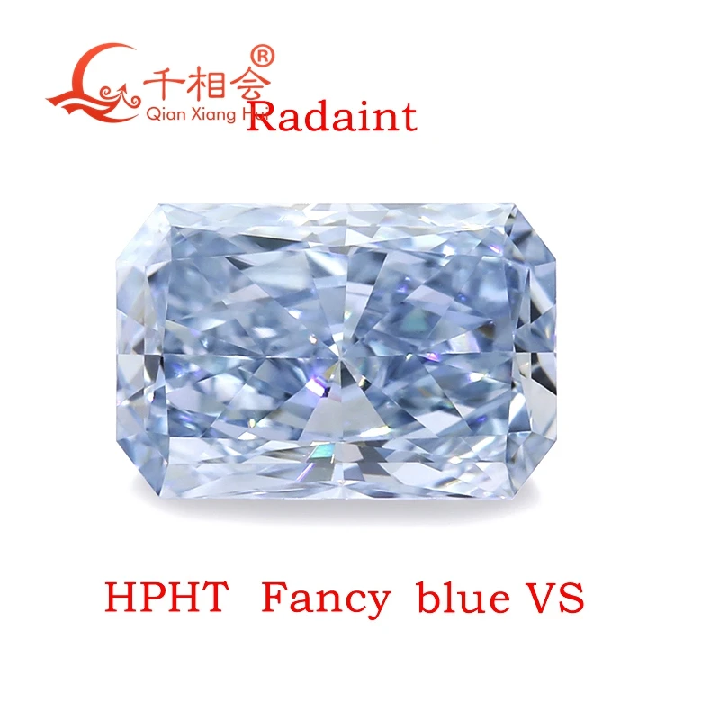 Fancy light Blue color HPHT diamond  0.7ct radiant shape VVS clarity GEMID certificated lab grown diamond loose stone