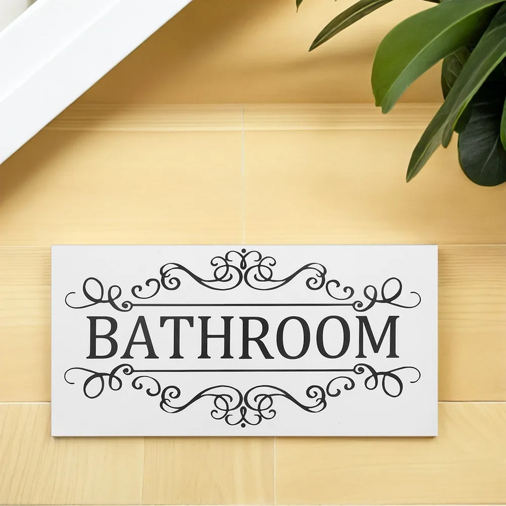 Waterproof Bathroom Door Wall Decals 4 Piece Removable Black Restroom Shower Washroom Decor Stickers