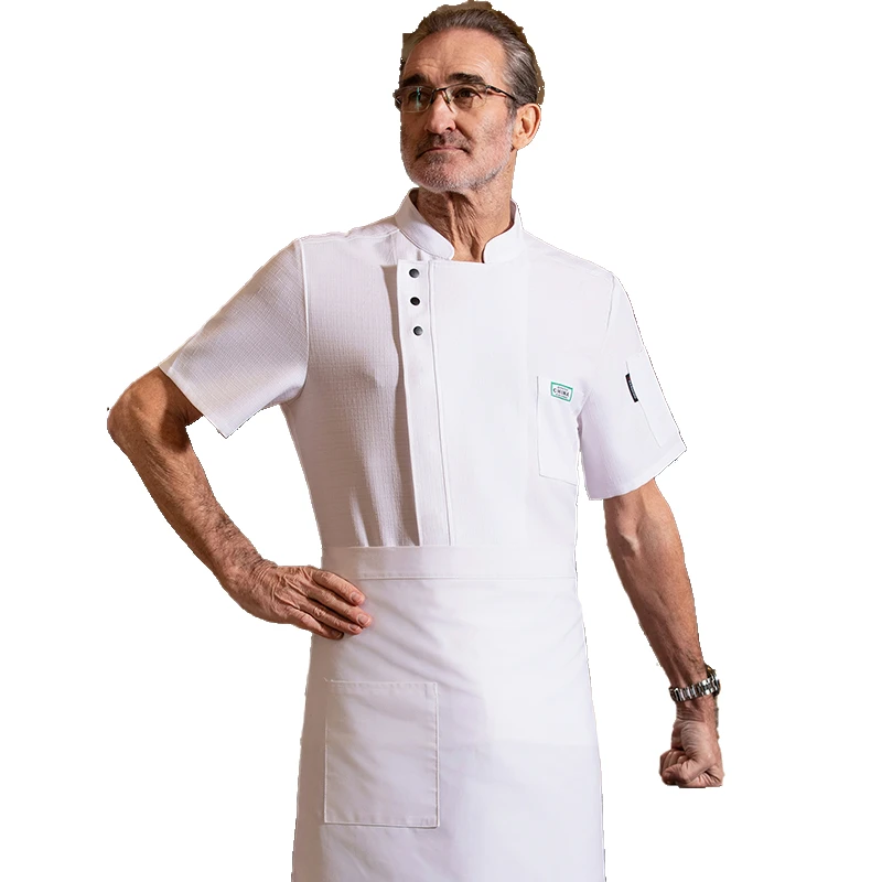 Profesjonalna kurtka kuchenna Płaszcz szefa kuchni Mundur hotelowy Kostium szefa kuchni Restauracja Koszula dla mężczyzn Piekarnicy Odzież robocza z krótkim rękawem