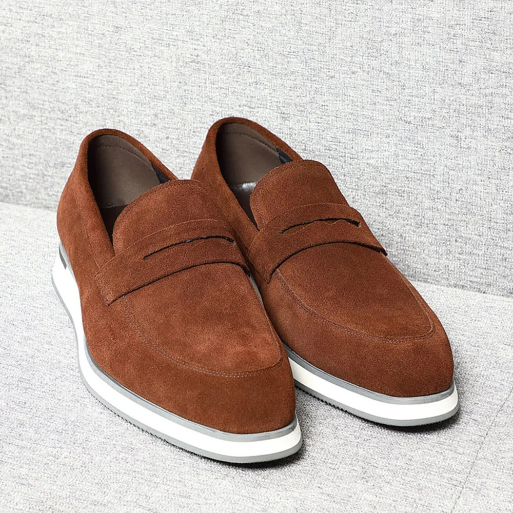 Natural Genuine Leather Cow Suede Penny Loafers Classic Luxury Elegant Slip-on Men's Sneakers Casual Business Social Flats Shoes