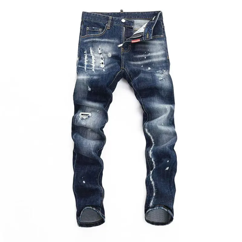 

Slim Fit Long Jeans Men's Patch D2 Denim Pants Sewn Hole Repair Summer New Sle 2025 Trendy Jeans Youth All Seasons