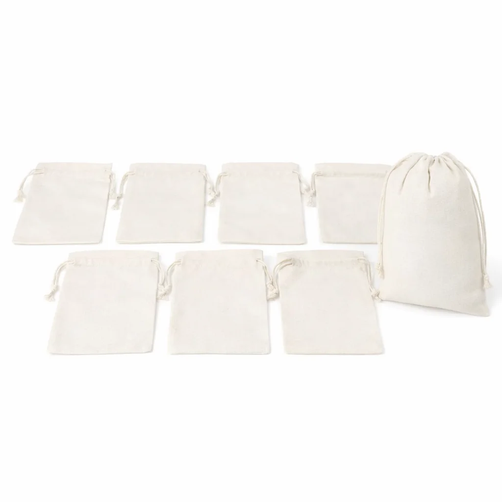 8pcs Blank Sublimation Drawstring Bags 4×6 Inch – Heat Press DIY Gift Pouches
