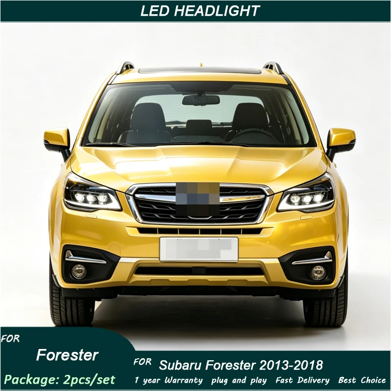 Fit For Subaru Forester 201 3-2018 LED Projector Headlamp Assembly, DRL & Sequential Turn Signal Upgrade Auto Accessories