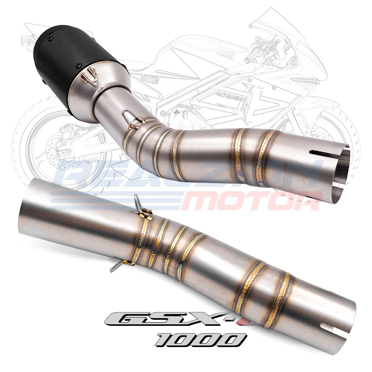 BDJ GSXR 1000 K5 K6 Exhaust Pipe Set Exhaust Muffler Escape Link Pipe Tailpipe Middle Pipe For Suzuki GSXR1000 2003-2006 K3
