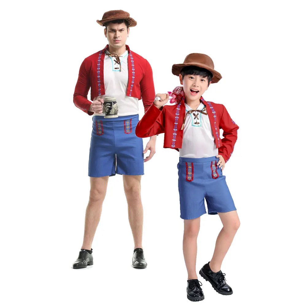 

Men German Oktoberfest Traditional Beer Man Cosplay Costume Halloween Party Western Cowboy Parent Enfant Fancy Dress
