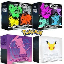 Original pokémon handels kartenspiel elite trainer box schwert schild entwickelnder himmel fusion streik feiern pokemon tcg kartens pielzeug