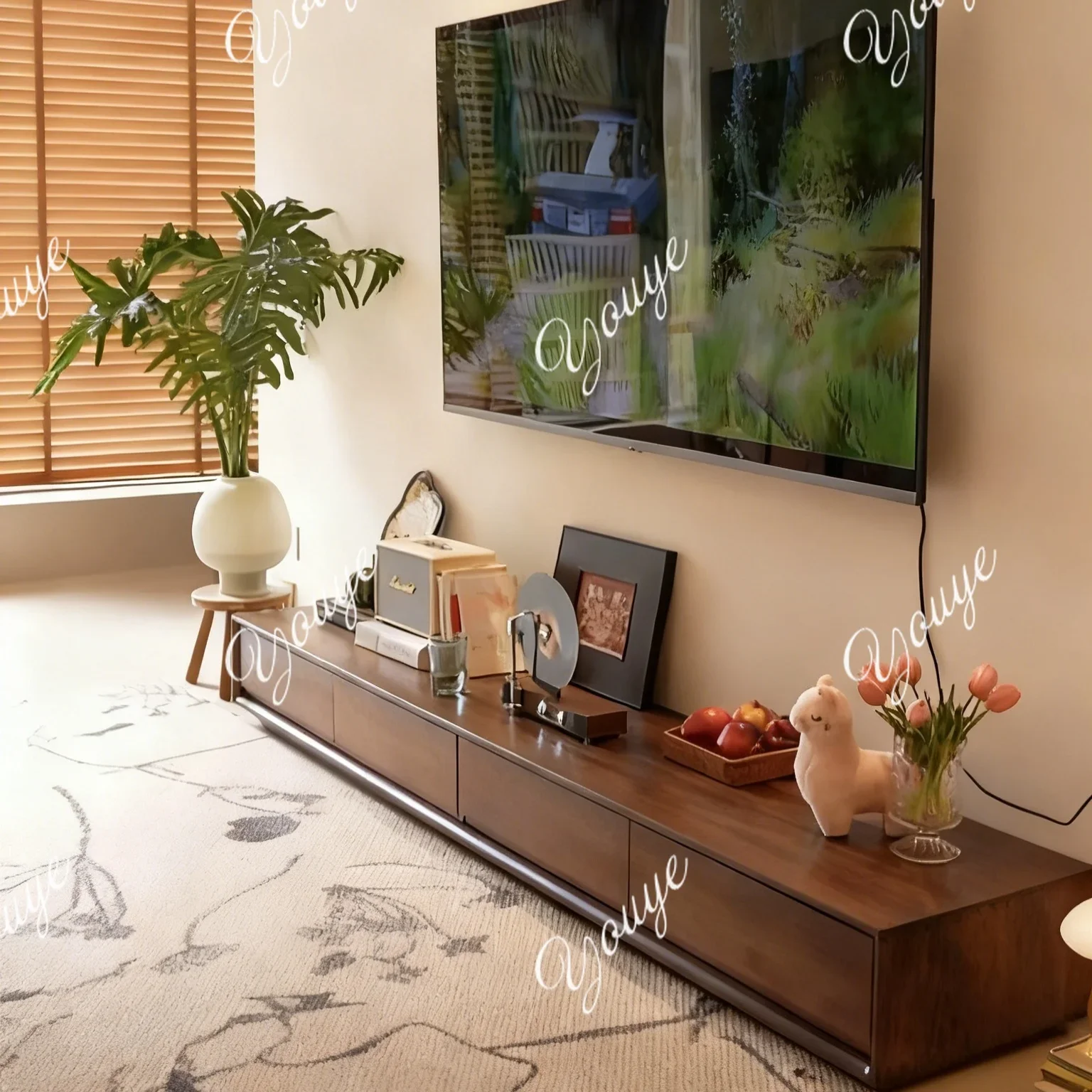 

J North American Black Walnut TV Cabinet New Chinese Solid Wood Living Room Locker Simple Nordic Log Small Apartment Side Cabine