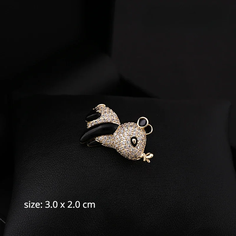 Cute Panda Rhinestone Brooch For Women Fashion Animal Lapel Pin Suit Bag Clothing Accessory Elegant Shiny Gift Nice Jewelry 6047