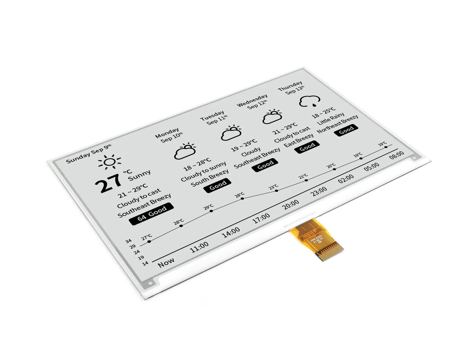 Waveshare-Ecrã E-Ink Raw, 800x480, Papel E a Preto e Branco, Interface SPI, Compatível com Raspberry Pi 2B, 3B, 3B +, Zero, W, 7,5"