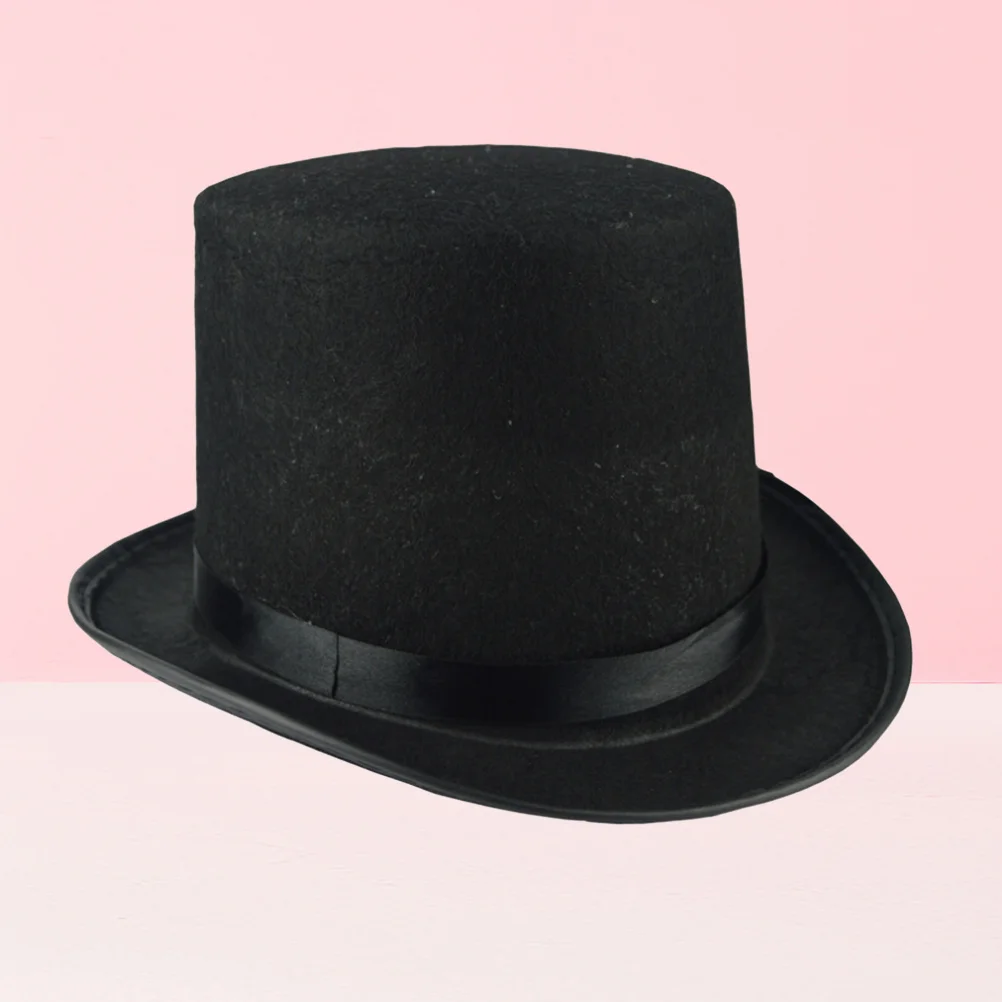 

Magician Black Felt Top Hat For Men Party Costume Accessory Detective Performer Carnival Masquerade Halloween Wizard Adult