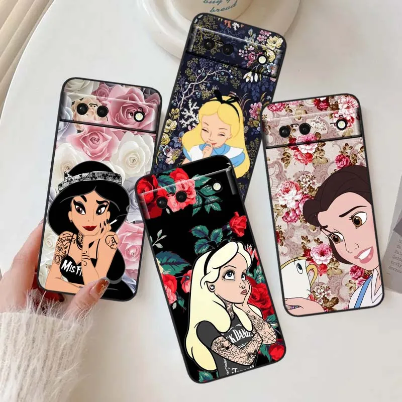 

Animation Alice Princess For Google Pixel 10 9a 9 8A 8 7 7A 6 6A Pro XL 2024 5G Black Soft TPU Silicone Cover