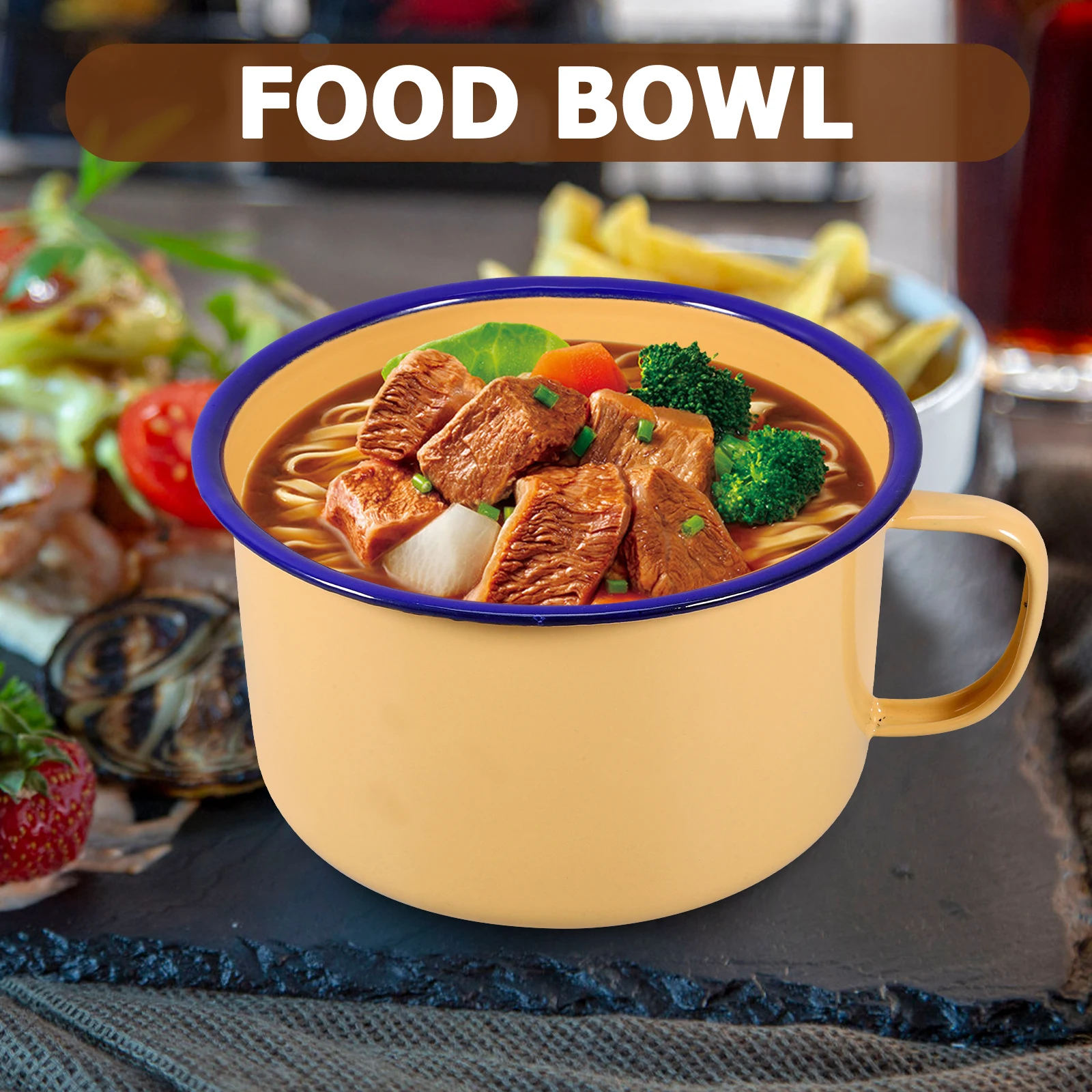 

Cooking Utensils Snack Cup Baby Instant Enamel Microwavable Ramen Bowl with Lid