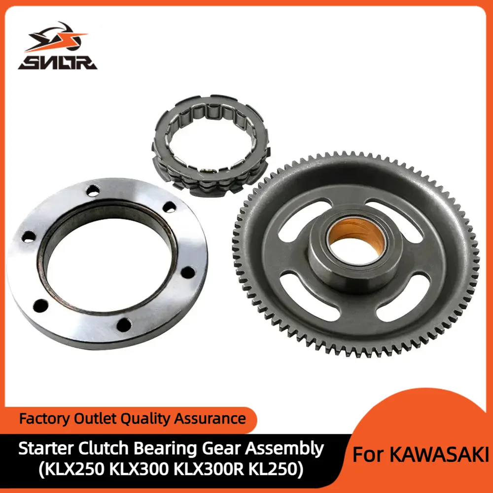 SNOR Motorcycle Starter Overrunning Clutch Drive Gear Set For KAWASAKI KLX250 ES RS SF SR KLX300 KLX300R KL250 Super Sherpa