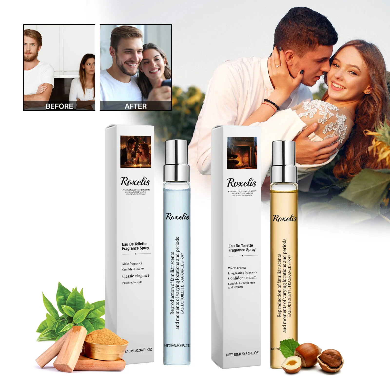 Roxelis Charming Perfume for Men and Women, Lasting Fragrance, Fresh Nature, Dating, Charming Atmosphere, Sandalwood Perfume