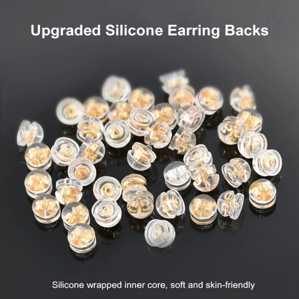 10/20/50pcs Earring Backs Silicone for Studs Locking Secure Heavy No-Irritate Hypoallergenic Soft Clear Jewelry Making Findings